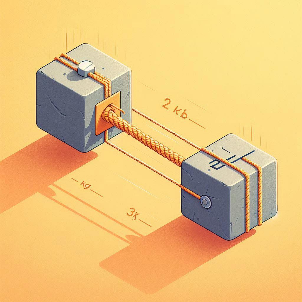 🔧 Два блока массой 2 кг и 3 кг соединены нерастяжимой нитью. На блок массой 2 кг действует горизонтальная сила 10 Н. Какая сила действует: ⚙️ Влияние массы блоков на силы в системе