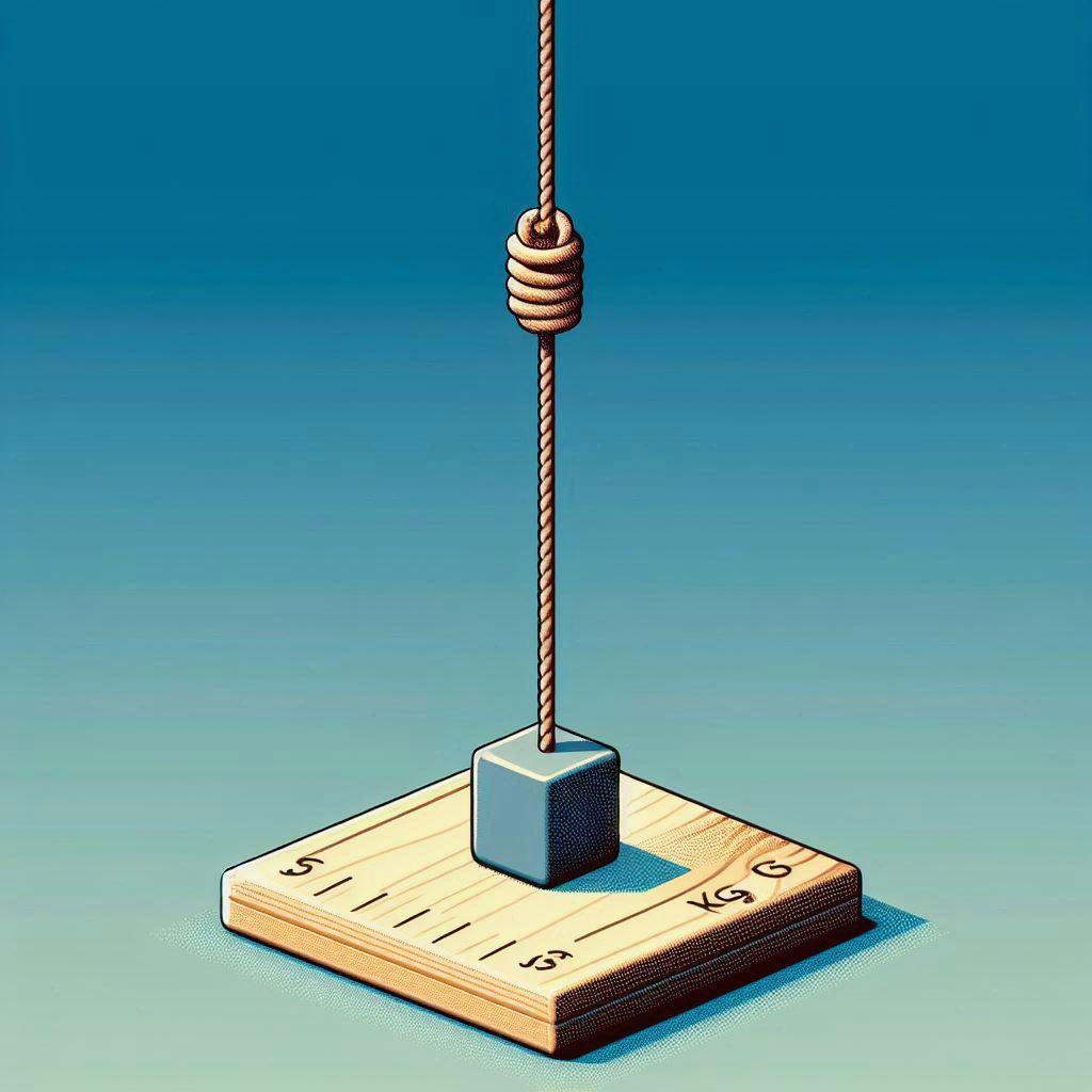 🧩 На горизонтальной поверхности стоит блок массой 5 кг. К нему прикреплена нить, которая проходит через блок, и на другом конце нити висит: ⚖️ Как рассчитать силы в системе блоков и нитей