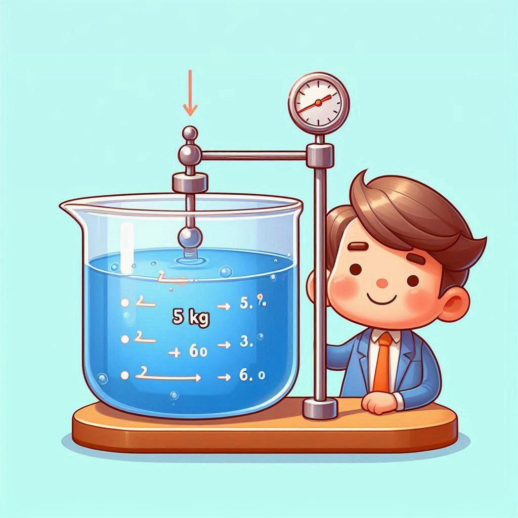 ⚗️ Как изменится давление в жидкости, если на ее поверхность поставить сосуд с водой массой 5 кг, основание которого имеет... ⚖️ Основные законы гидростатики