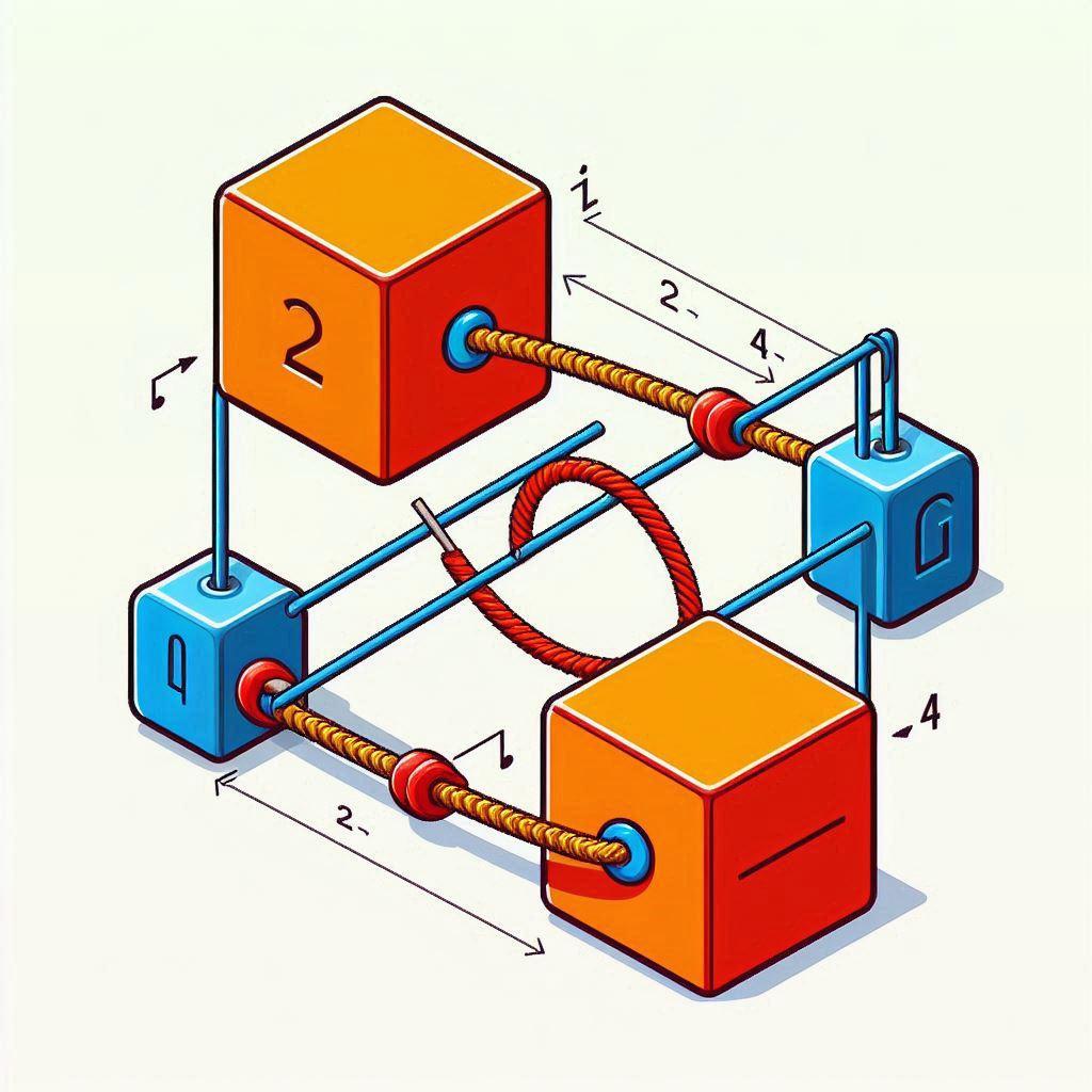 🔗 Как рассчитать движение двух блоков массами 2 кг и 4 кг, соединенных нерастяжимой нитью через блок: 🔍 Влияние массы каждого блока на движение